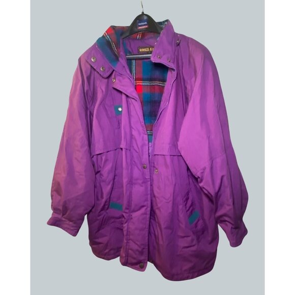 River Edge Jackets & Blazers - Vintage XL Purple Jacket Plaid Lining Multi-Pocket Warm Outdoor Coat NO HOOD